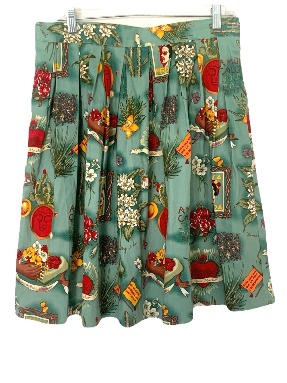 Women’s Large Frida Kahlo Multicolor Graphic Tropical Floral Cactus Mini Skirt